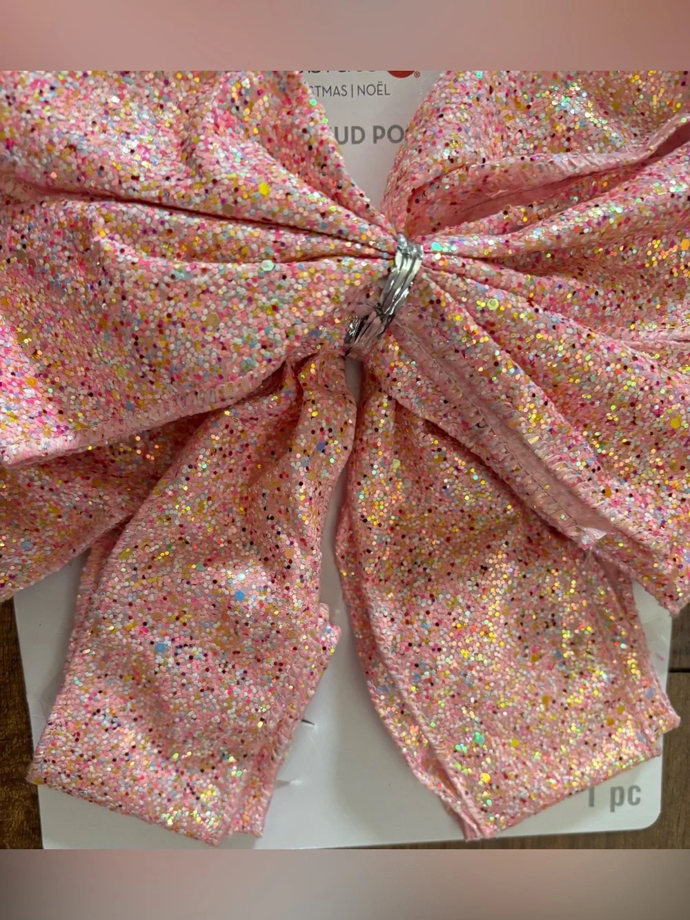 Large Christmas tree/everyday glitter pink bows 2 total NEW NWT